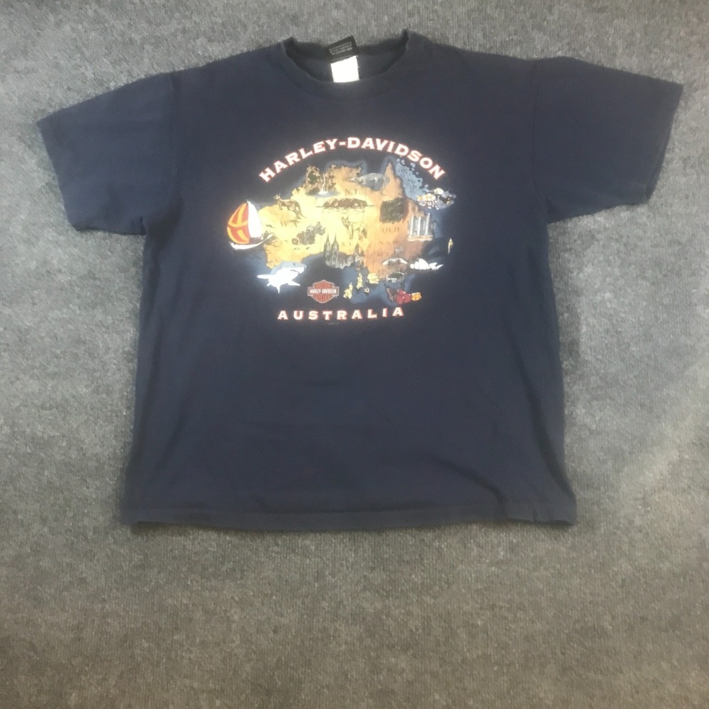 Harley-Davidson T-Shirt Mens M Navy Blue Good Wayne Leonard Australia Graphic